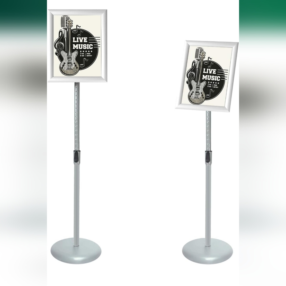 Adjustable Floor Sign Holder Stand Display Silver 8.5"x11" (ONE STAND In Box)